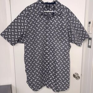 Blue Gear Aloha Shirt Grey with Pineapple Print Size XXL